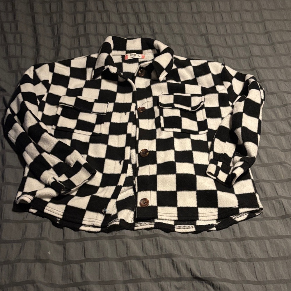 Kids Checkered Black and White Hoodie